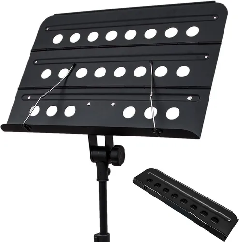 Vista 9 de Paititi Soporte de música plegable resistente y duradero con bolsa de transporte, color negro