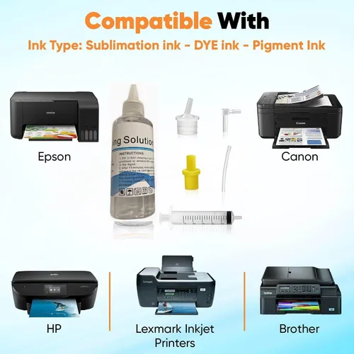 Vista 2 de Inkpro - Kit de limpieza de cabezal de impresión de inyección de tinta, solución universal de limpieza de cabezal de impresión para Epson HP Brother