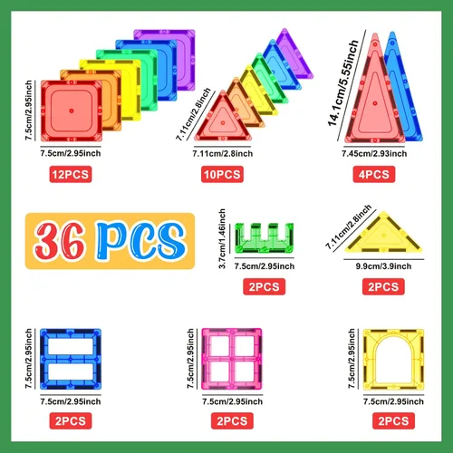 Vista 7 de Magnetic Tiles Starter Set - Classroom Must Haves STEM Toys for Kids Age 3+