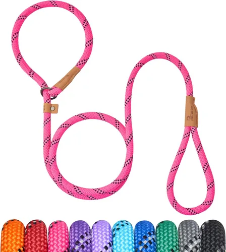 Vista 14 de Correa Deslizante de 5 Pies para Perro, Correa de Cuerda Resistente para Perros Pequeños, Medianos y Grandes, Correa de Entrenamiento Sin Tirones
