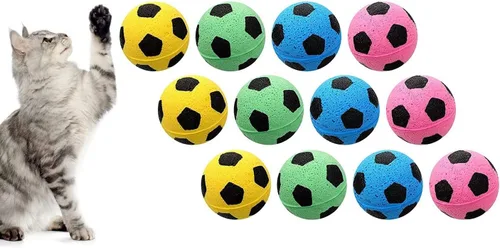 Vista 4 de YnFag Pelotas de fútbol de espuma para gatos de interior Pelotas de gato (fútbol 12)