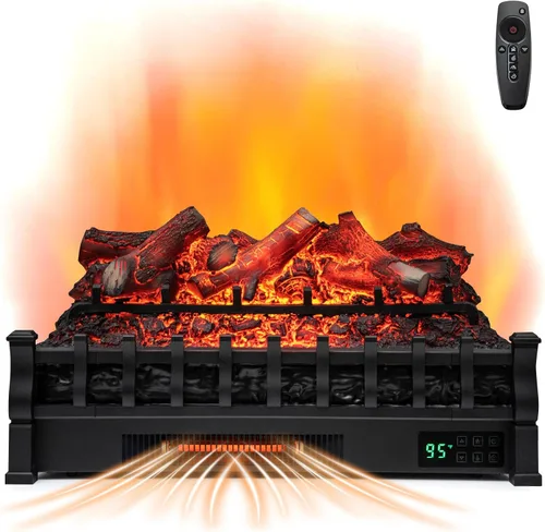 Vista 16 de COSTWAY Juego de troncos para chimenea eléctrica de 26 pulgadas con llama