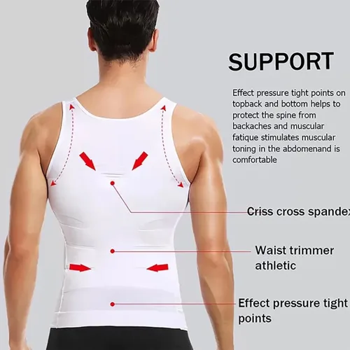 Vista 5 de SHAPERLUV - Camiseta sin mangas para hombre, camiseta moldeadora de cuerpo Shaperluv, para hombre, moldeador de cuerpo abdominal, camiseta sin