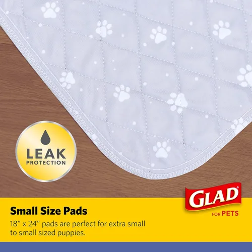 Vista 2 de Glad para Mascotas Almohadillas Reutilizables para Orina de Perro, Gris con Huellas de Patas - Almohadillas Lavables para Orinar para Perros