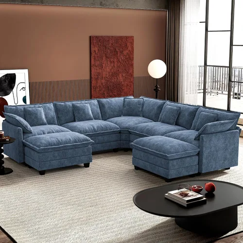 Vista 43 de Ihanherry - Sofá de nube de 3 plazas en L, modular, de asiento profundo, para sala de estar, cómodo cojín de asiento tapizado de doble capa, tela