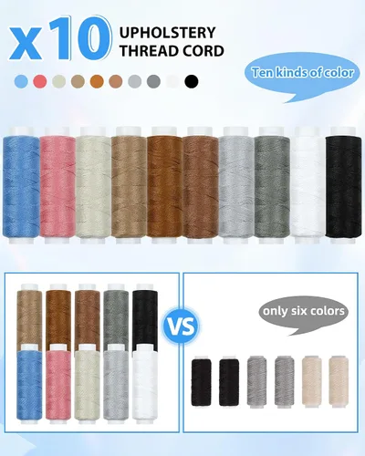 Vista 3 de PLANTIONAL Kit de costura de reparación de tapicería, kit de costura resistente con punzón de costura, desgarrador de costura, agujas de coser a