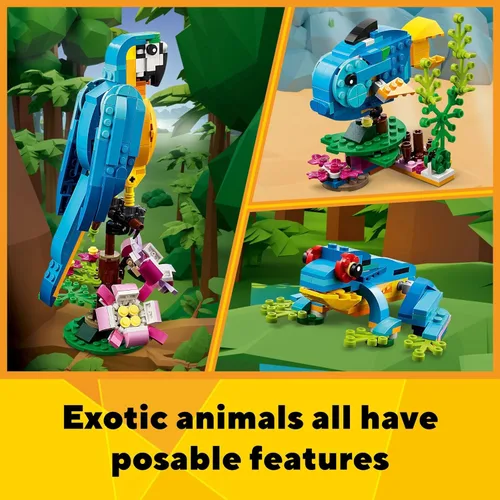Vista 4 de LEGO Creator 31136 - Juego de juguetes de construcción de loro exótico 3 en 1, se transforma en 3 figuras de animales diferentes, desde loros