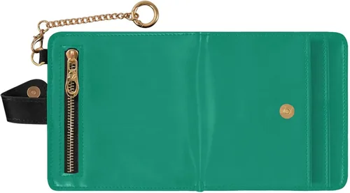 Vista 2 de Warm Green Wallet for Women, Small Slim PU Leather Credit Card Wallets RFID Blocking Bifold, Zipper Coin Pocket Purse
