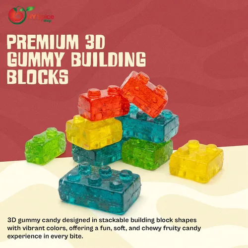 Vista 6 de NY Spice Shop Building Blocks Gomitas 3D - Gomitas Rellenas de Jalea de 1 Libra - Paquete Variado de Dulces - Aperitivos Masticables de Fruta Jugosa