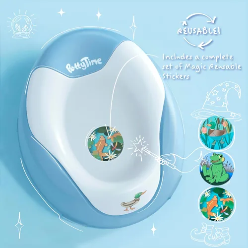 Vista 4 de Asiento de inodoro de entrenamiento para ir al baño y calcomanías mágicas que cambian de color, estanque Easy & Fun Toilet for Toddlers with