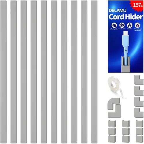 Vista 26 de Delamu Cubiertas de Cable de 157 pulgadas para Cables en la Pared, Ocultador de Cable para 1 Cable, Ocultador de Cable Pintable, Cubiertas