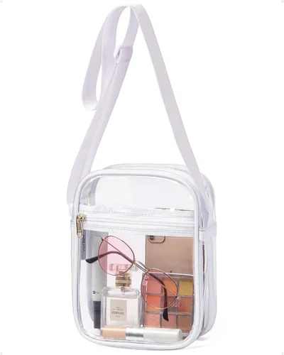 Vista 9 de Vorspack Bolso de PVC aprobado para estadios, bolsa cruzada transparente con bolsillo frontal para conciertos, deportes, festivales