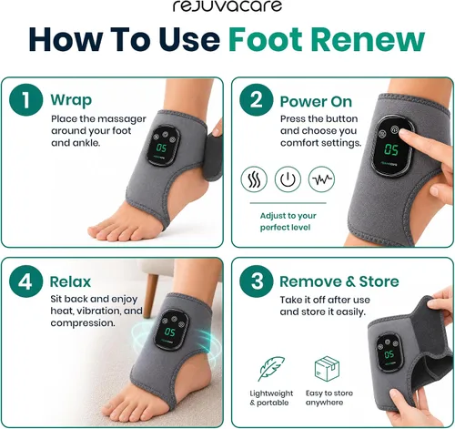 Vista 7 de Rejuvacare Foot Renew Masajeador de Método Triple para Uso Doméstico - El Oficial 2026 - Soporte de Relajación para Pies y Tobillos - 1 Pieza