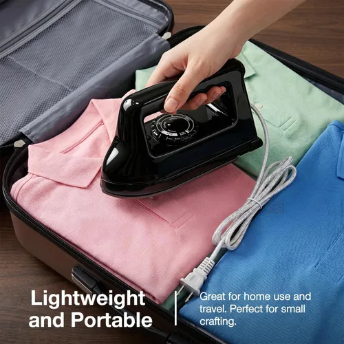 Vista 6 de Mini plancha para ropa, plancha de viaje, pequeña máquina eléctrica de prensa de calor para manualidades de camisetas, plancha portátil para la Negro