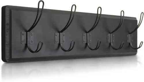 Vista 10 de HBCY Creations Perchero de pared rústico envejecido con 5 ganchos, ganchos de pared de pino macizo de 24 pulgadas para entrada, cuarto de servicio