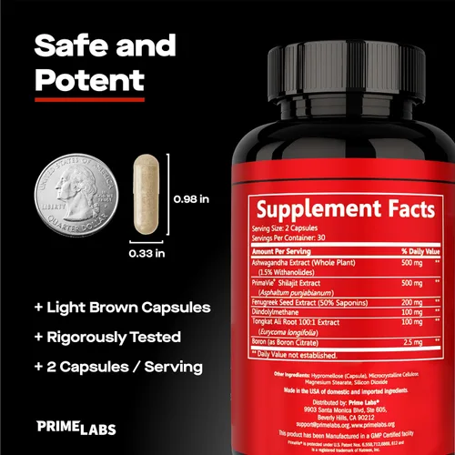 Vista 5 de Prime Labs Prime Test Pro - Suplemento de testosterona para hombres - Estimulante de testosterona, vitalidad y energía - con Ashwagandha, extracto