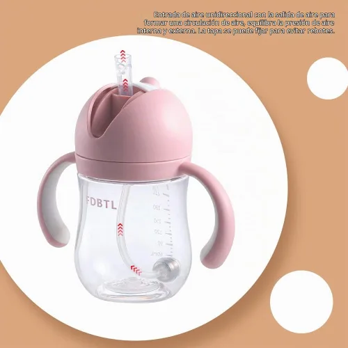 Vista 5 de Vaso con popote para bebé, con boquilla suave, con asas extraíbles, a prueba de fugas, a prueba de derrames, un cepillo para pajilla, vasos a prueba