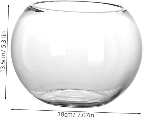 Vista 2 de POPETPOP Cuenco de pescado de vidrio transparente para tanque de escritorio compacto para decoración de oficina en casa para plantas, peces