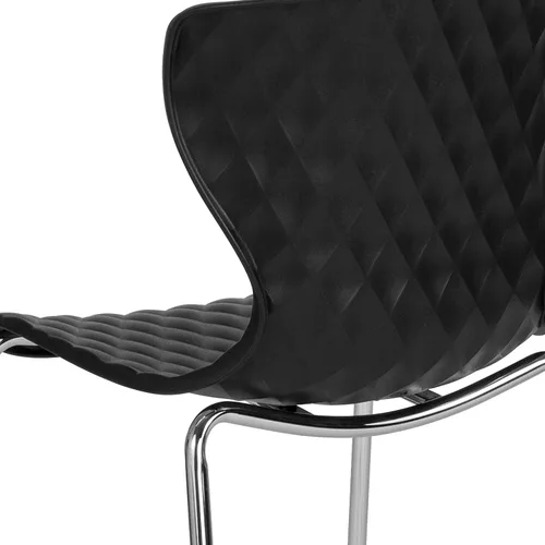 Vista 7 de Pemberly Row Silla de comedor de plástico moderna en negro y cromado
