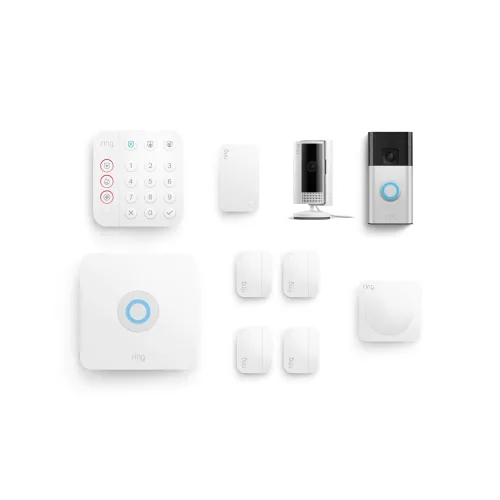 Vista 2 de Timbre con batería (Níquel satinado) con cámara para interiores (Blanco) y alarma, 8 piezas (Blanco)