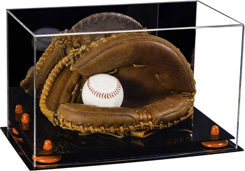 Vista 149 de Better Display Cases Vitrina de guantes de béisbol de acrílico transparente con elevadores negros (A011/V16)