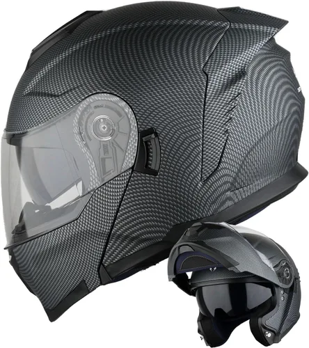 Vista 10 de 1Storm Casco modular de motocicleta para calle con doble visera abatible, protección solar de cara completa HJK920