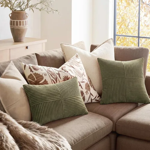 Vista 5 de Fancy Homi - Paquete de 2 fundas de almohada decorativas de color verde oliva pequeñas de 12 x 12 pulgadas para sala de estar, sofá, cama