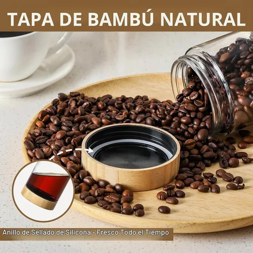 Vista 3 de NETANY Paquete de 6 tarros de vidrio de 16 onzas con tapas herméticas, recipientes de avena durante la noche con tapas de bambú, tarros de ensalada