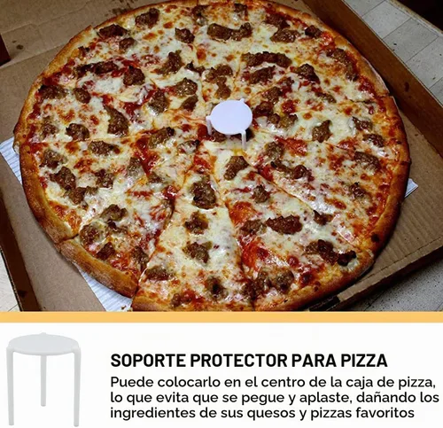 Vista 5 de Angel's Peel Lounge Caja de pizza/soporte para guardar pizza (paquete de 50) - Trípode de plástico blanco para contenedor de restaurante, cajas