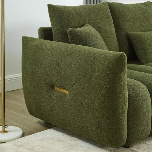 Vista 8 de Antetek Juego de 3 sofás de peluche para sala de estar, modernos sofás de asiento profundo de 2 unidades y un sofá Cloud Boucle de 3 plazas de gran