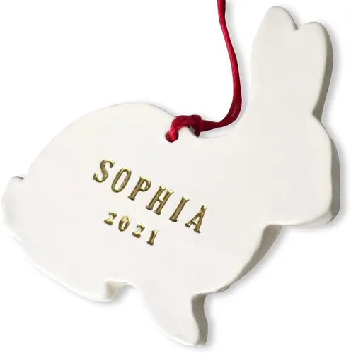 Vista 3 de Personalized Bunny Ornament 2025, Rabbit Christmas Ornament, First Christmas Ornament, Baby Ornament, Child Ornament, Holiday Gift