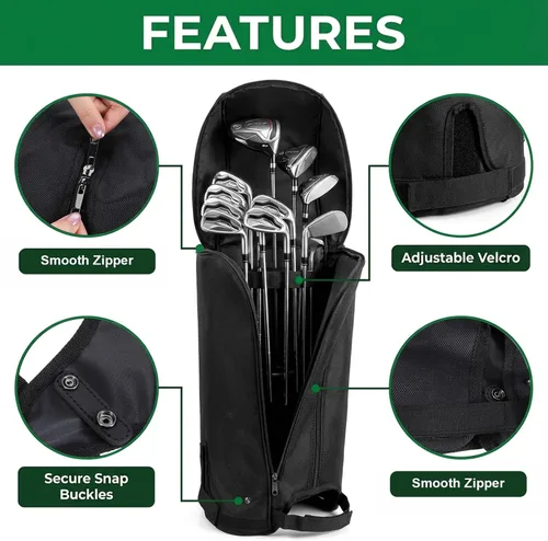 Vista 6 de Funda impermeable para bolsa de golf, impermeable, de nailon, a prueba de polvo, universal, a prueba de polvo, protector de club con capa de lluvia