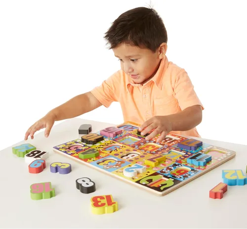 Vista 3 de Melissa & Doug – Rompecabezas de madera de piezas grandes de números jumbo (20 piezas)