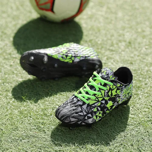 Vista 6 de UMUERX Kids Soccer Cleats Girls Boys Outdoor Indoor Football Shoes Trainning Shoes Lace up Firm Ground Athletic Turf Shoes Green