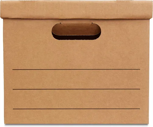 Vista 4 de Amazon Basics Cajas de mudanza con asas y tapas, 15x10x12 pulgadas, Marrón, Paquete de 20