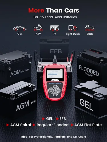 Vista 5 de Ancel BA101 potenciómetro para carga de batería automotriz profesional de 12 V, 100-2000 CCA, 220 AH, herramienta analizadora digital de células