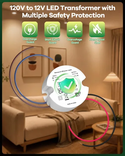 Vista 3 de Controlador de fuente de alimentación LED de 12 V, transformador de voltaje constante impermeable IP67, convertidor de 120 VCA a 12 V CC para tiras