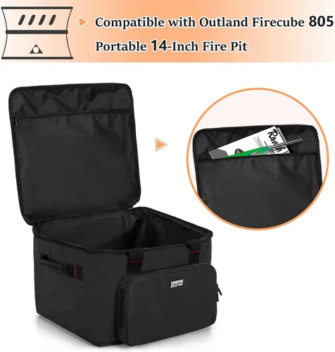 Vista 2 de samdew Bolsa de transporte Firecube para exteriores de 14 pulgadas, funda para hoguera de 14 pulgadas compatible con Outland Firecube 805 portátil