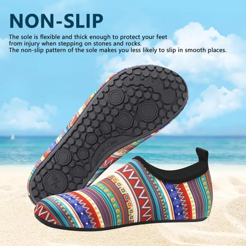 Vista 2 de Valennia Zapatos de agua para hombre y mujer, sin cordones, de secado rápido, ligeros, calcetines acuáticos para playa, natación, yoga, deportes al
