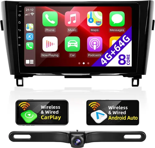 Vista 7 de Radio de coche Android compatible con Android Auto Carplay inalámbrico para Nissan Rogue X-Trail Qashqai 2014-2018 8core 1280X720 pantalla táctil