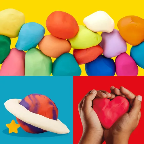 Vista 5 de Play-Doh Paquete a Granel de 4 Colores Vibrantes, 32 Latas Coloridas de 3 Onzas de Compuesto de Modelado, Artes y Manualidades para Niños, Juguetes