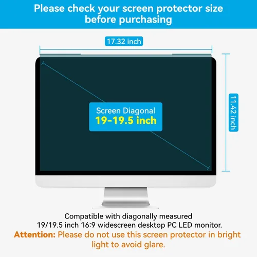Vista 2 de MOSISO - Protector de pantalla con bloqueo de luz azul para computadora 19-19.5 inch Screen Eye Protection Filter Film Panel for Diagonal 19,19.5
