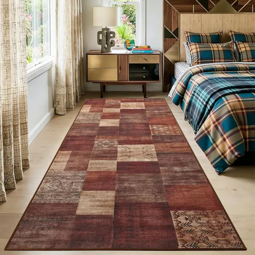 Vista 23 de Tepook Alfombras de área de 5 x 7 pies para sala de estar, alfombra geométrica grande moderna para dormitorio, alfombra de retazos lavable