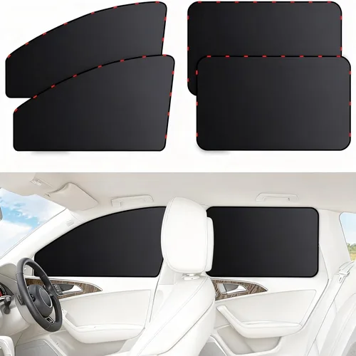 Vista 15 de ZATOOTO Parasol para ventana lateral de automóvil, 2 parasoles magnéticos de privacidad beige, cortina mantiene la pantalla más fresca para dormir