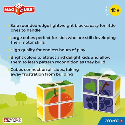 Vista 5 de Geomag MagiCube - Cubos magnéticos apilables para construcción, frutas y animales