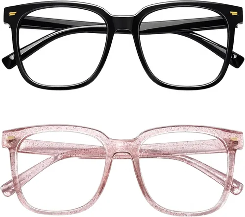 Vista 18 de PANNER Gafas cuadradas de gran tamaño con bloqueo de luz azul antirreflejos Negro