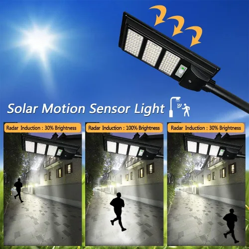 Vista 9 de Luces solares de calle de 30000 lm para exteriores, impermeables, 6000 K, luces de inundación solares con sensor de movimiento y control remoto