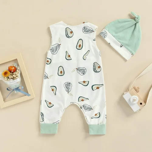 Vista 3 de Mameluco de dibujos animados sin mangas para bebé recién nacido, traje de una pieza, ropa de verano
