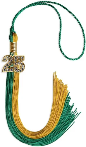 Vista 88 de Endea Graduation Borla de doble color con dije dorado (negro/oro brillante, 2022)