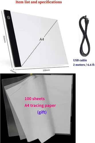 Vista 8 de Caja de luz LED para calcar, ultradelgada, portátil, con ajuste de brillo, para artistas, dibujo de tatuaje, bocetos, transmisión por internet